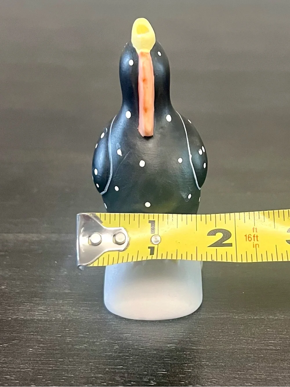 VTG Carol Eldridge Black Spotted Rooster Chicken Pie Bird Vent Funnel 4”